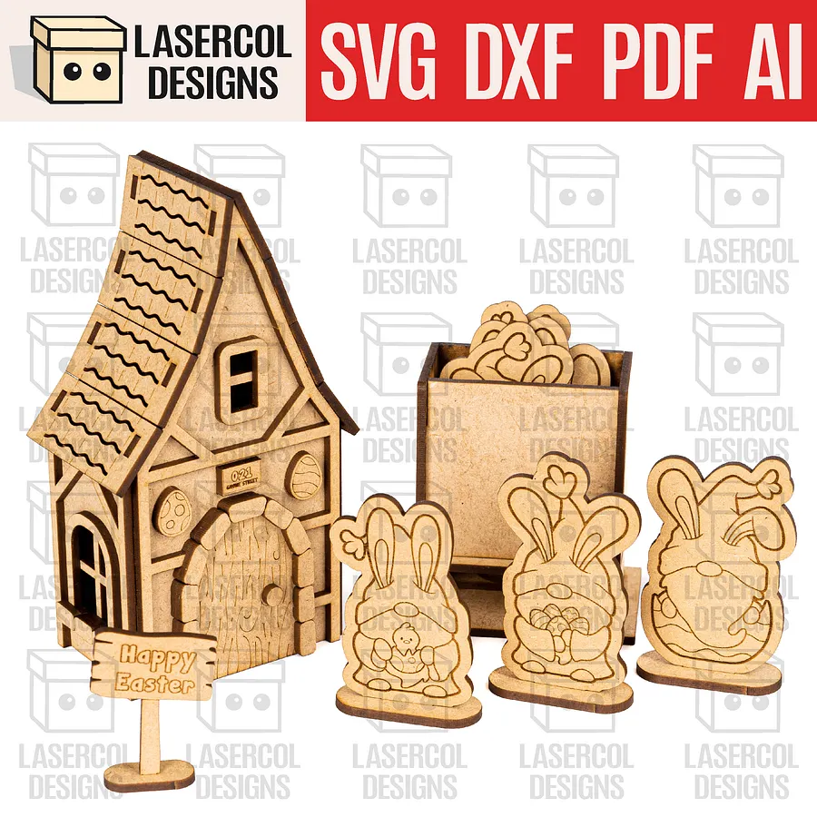 Easter Gnomes Houses Bundle - Laser Cut Files product image (4)