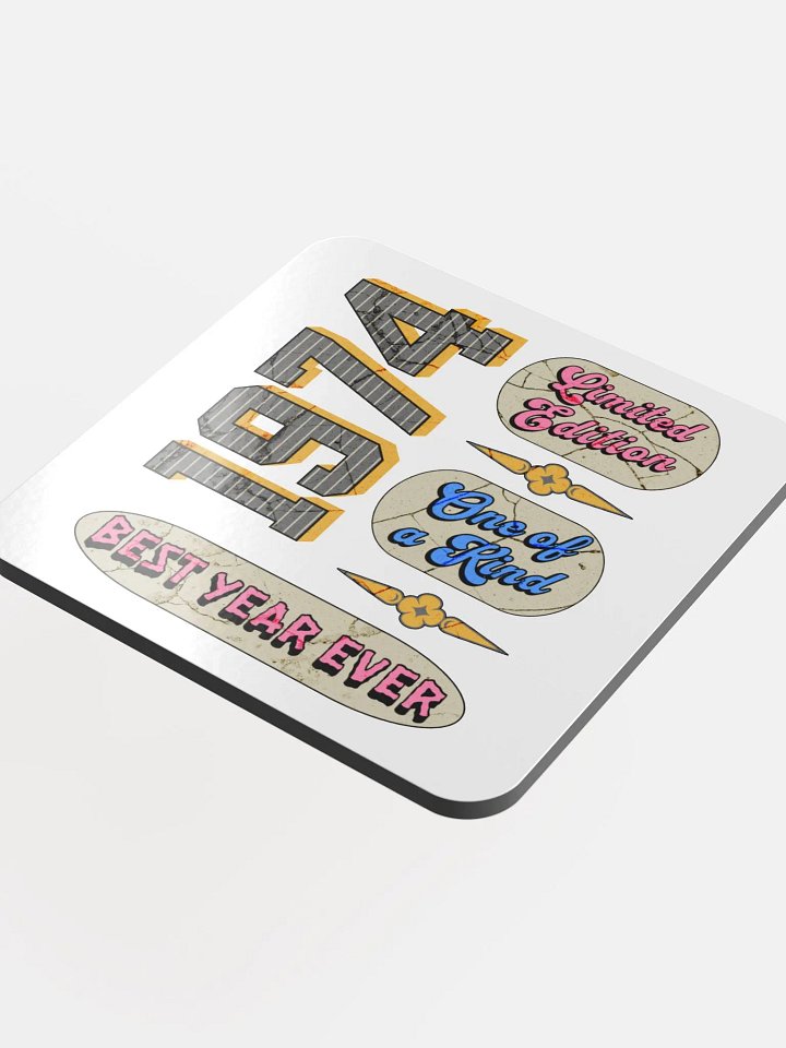 Limited Edition 1974 Vintage Worn Text Cork Coasters product image (1)