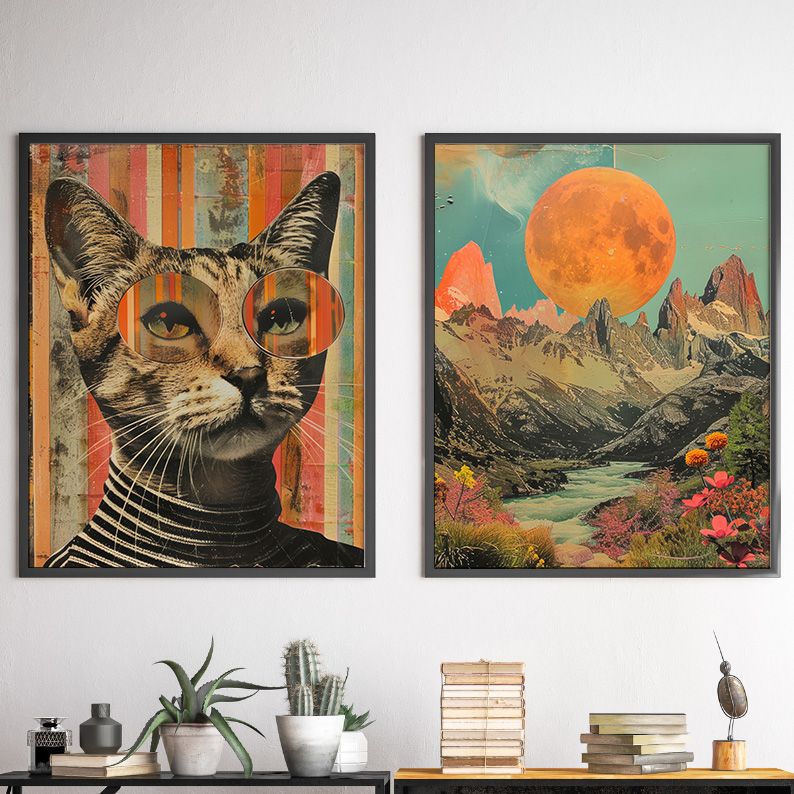 Surreal Cat Collage Gallery Wall Set of 6 Prints - DIGITAL product image (4)