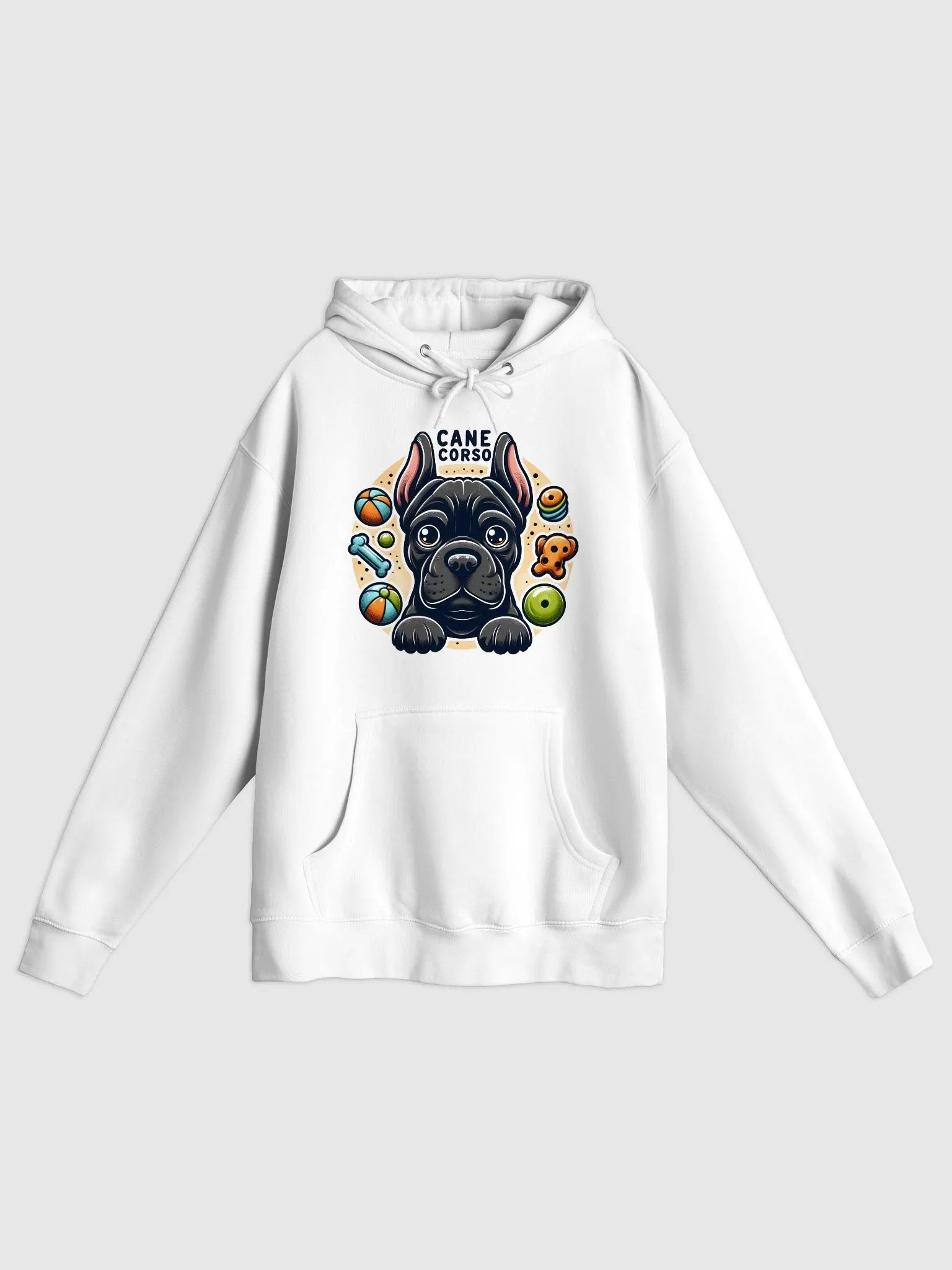 Black Cane Corso Surrounded by Toys Hoodie – Cozy Dog Lover Apparel product image (37)