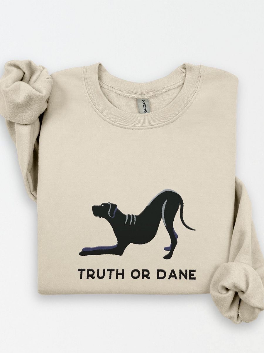 Truth or Dane Sweatshirt (Embroidered) of a Great Dane(Black) product image (1)