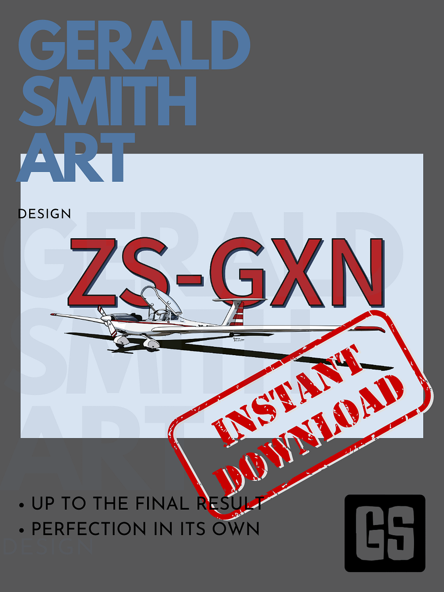 Hoffman Dimona H36 ZS-GXN Glider Digital Printable Art Aviation Gift with Blue Background product image (5)