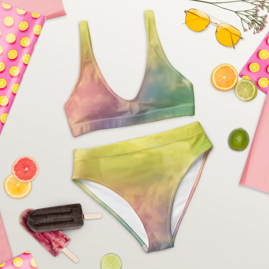 Blur cloud rainbow Design High Waisted Bikini - V12 product image (9)