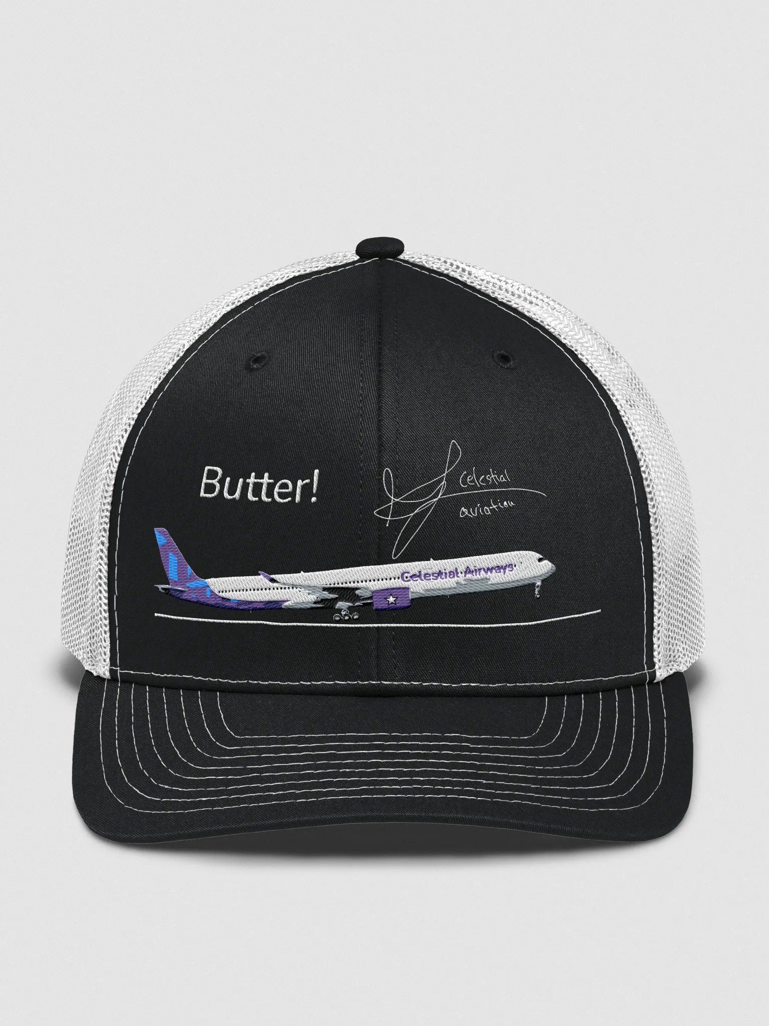 Celestial airways Airbus A350-1000 XWB Butter! landing richardson trucker hat SIGNED product image (1)