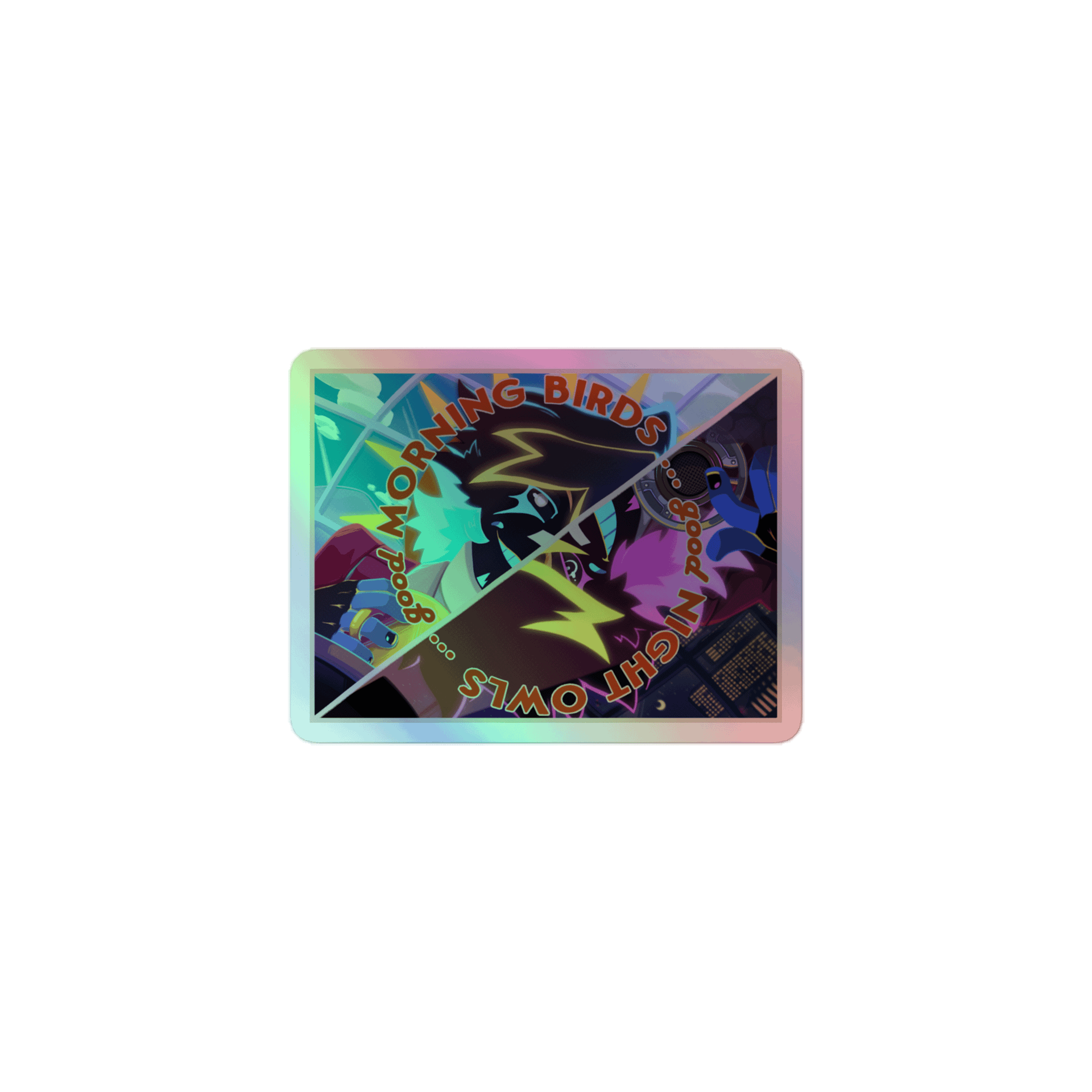 Morning Bird & Night Owl Holographic Sticker product image (1)