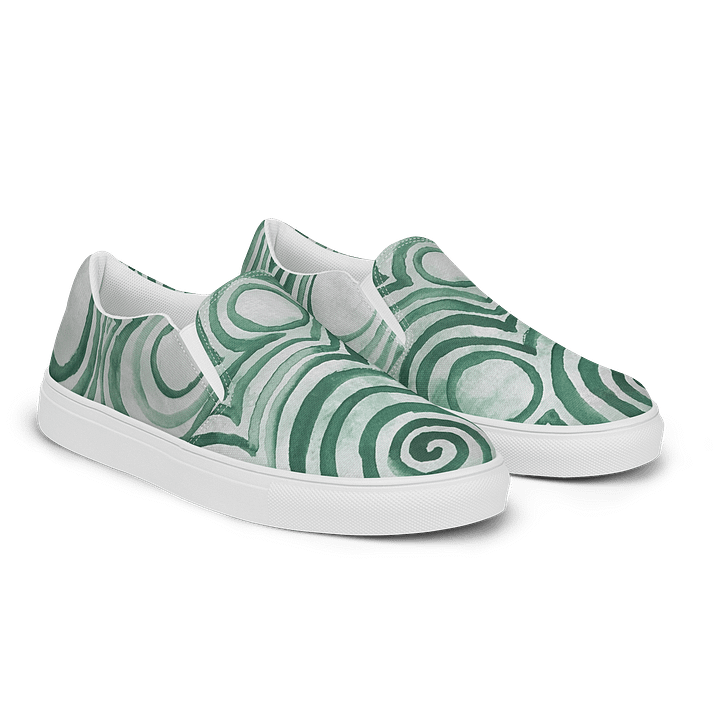 "Green Swirl" Canvas Slip On Shoes (Women's) product image (2)