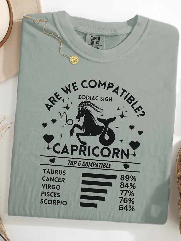 Capricorn Zodiac Sign Romantic Compatibility T-Shirt - Light Comfort Colors 1717 product image (72)