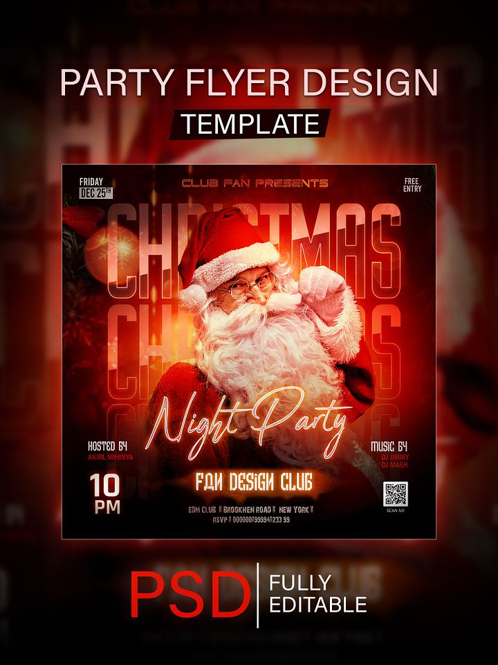 Christmas Night Party Flyer Template PSD product image (1)
