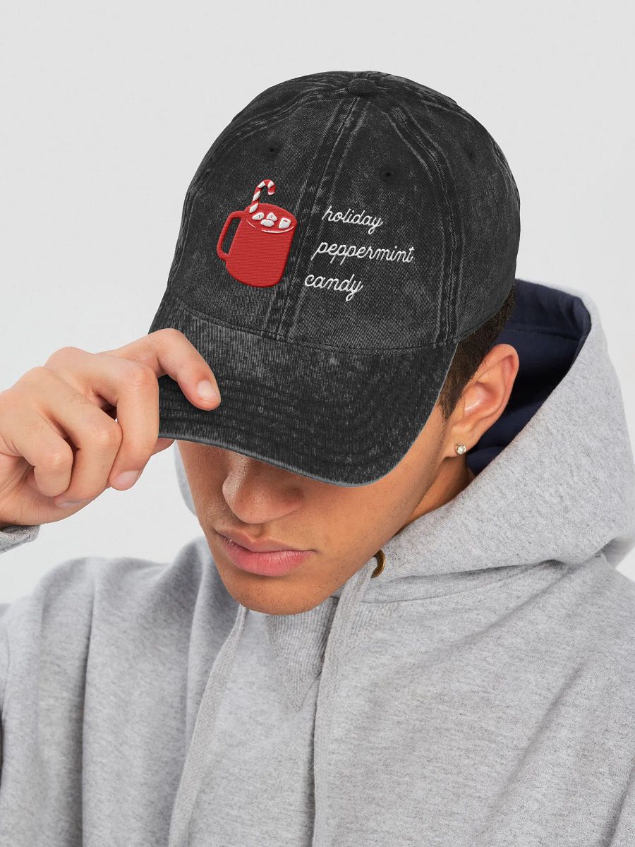 Holiday Peppermint Candy Embroidery Vintage Denim Hat product image (7)