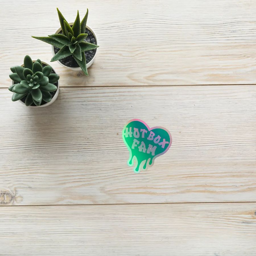 HOT BOX FAM TRANSPARENT SEAFOAM GREEN LOGO STICKER product image (10)
