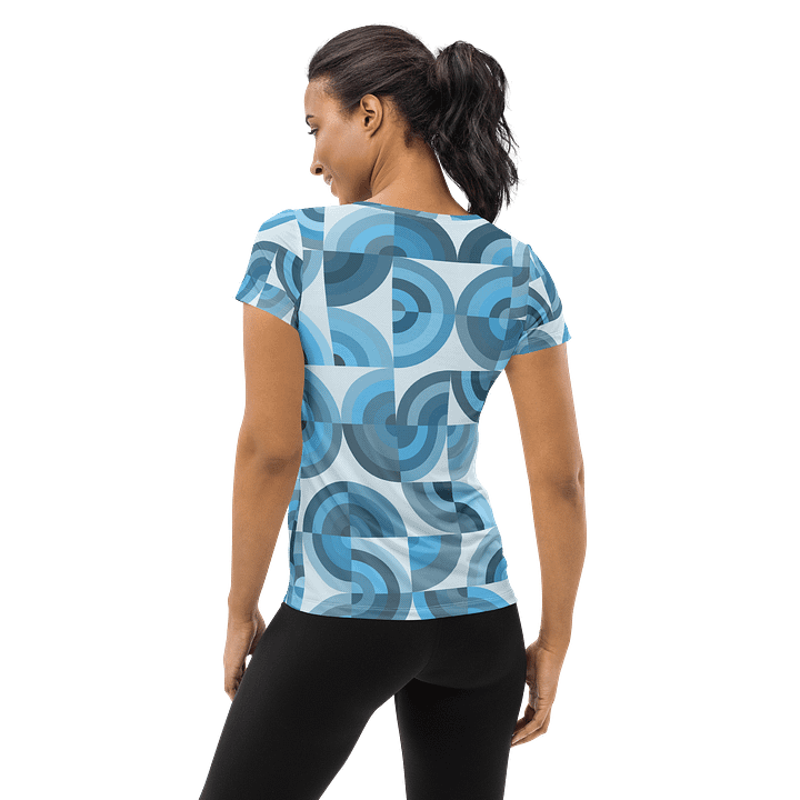 Symmetric Blue Geometric Women's Athletic Tee product image (2)