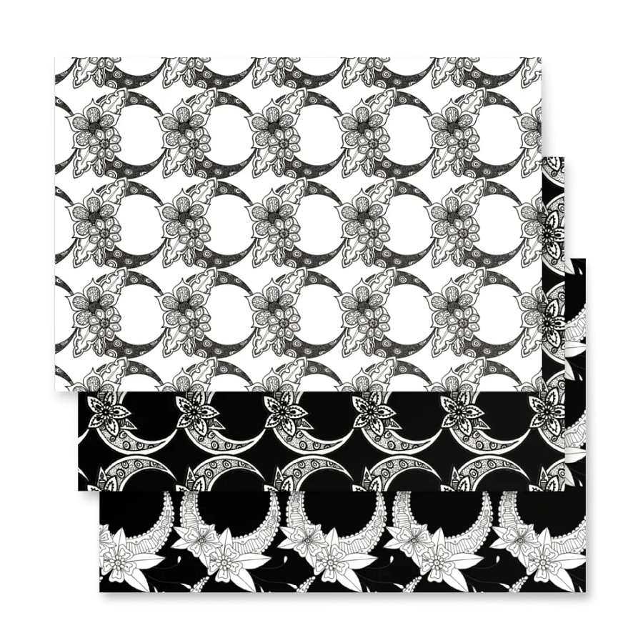 Monochrome Floral Moon Wrapping Paper Set product image (4)