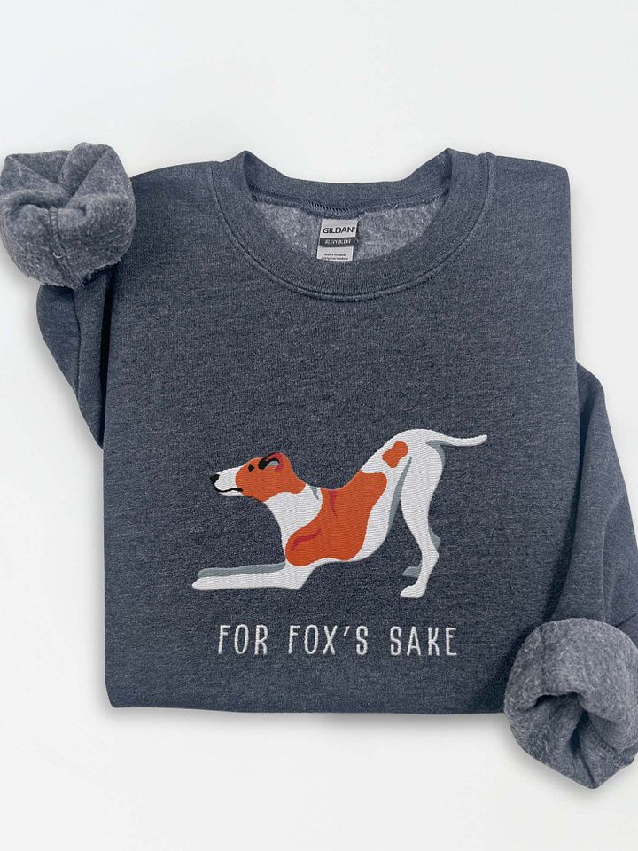 For Fox's Sake Sweatshirt (Embroidered) of a Smooth Fox Terrier(Brown & White) product image (1)