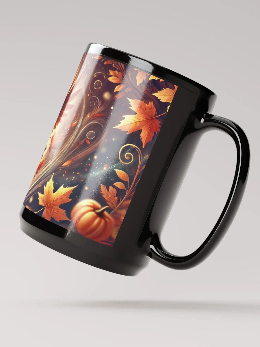 Magical Forest Owl Coffee Cup - 15 oz Glossy Black Mug product image (3)