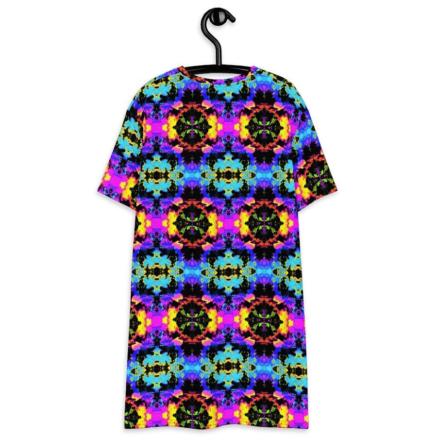 Abstract Neon Melting Daises Ladies T Shirt Dress product image (8)