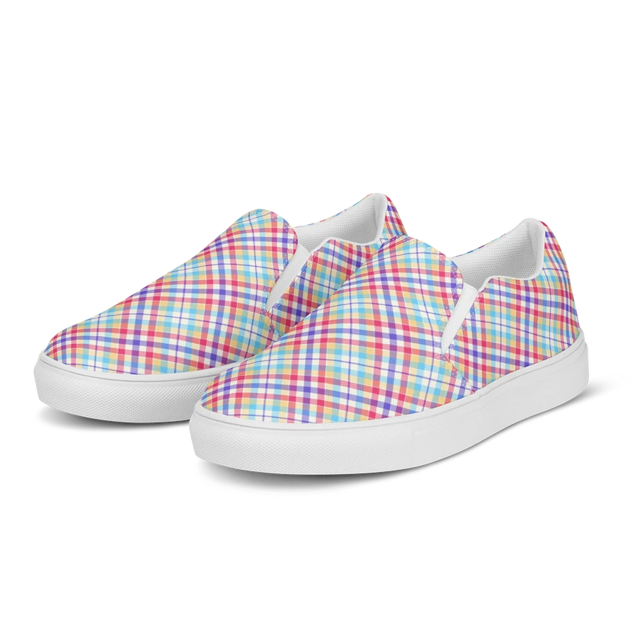 Purple, Pink, and Blue Plaid Women's Slip-On Shoes product image (3)