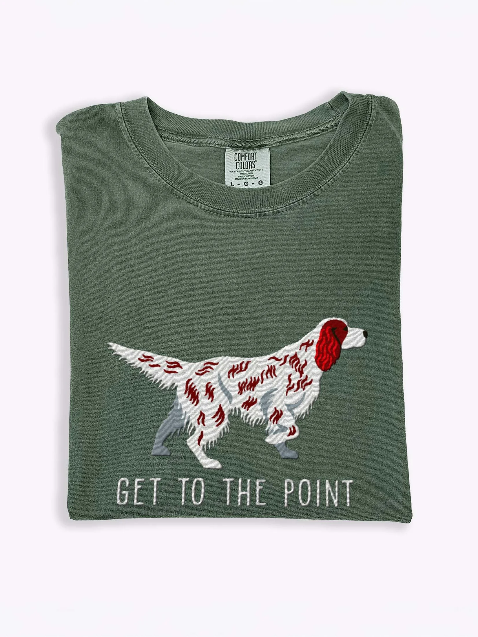 Get to the Point T-Shirt(Embroidered) of an English Setter(Liver Belton) product image (1)