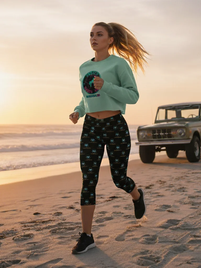 2025 Bronco Beach Bash Ocean City / Destination Bigfoot Bronco Collab | Full Frontal Bella+Canvas Women's Fleece Crop Sweatshirt (Multiple Colors Available) product image (1)