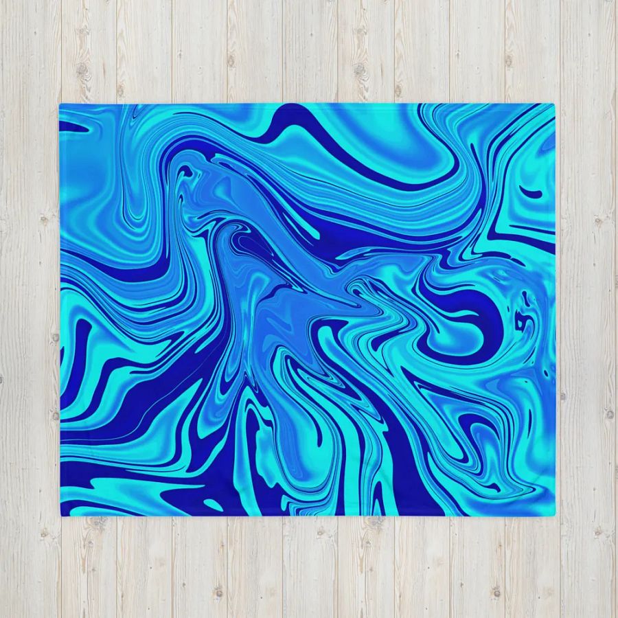 Throw Blanket - Light and Dark Blue Digital Fluid Art product image (10)