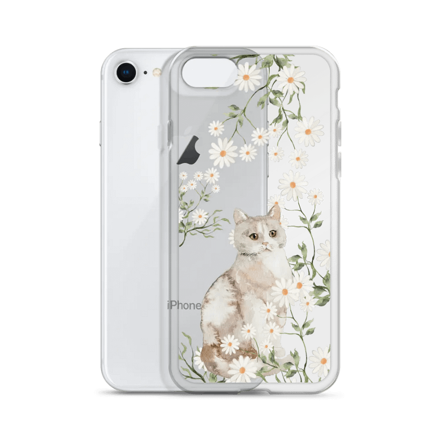 Daisy Garden Cat Floral iPhone Clear Case product image (2)