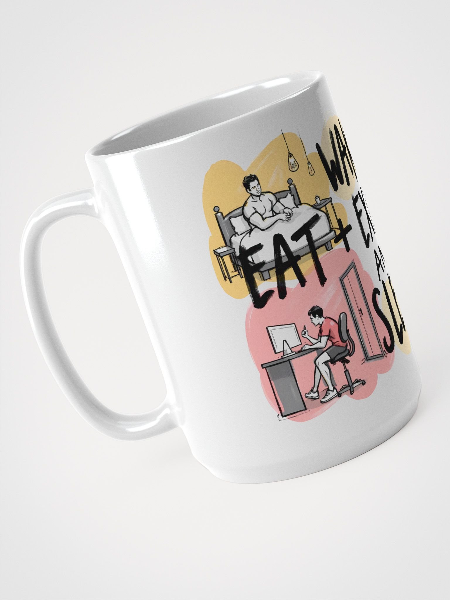 Daily Routine | Wake Up, Eat, Exercise, Sleep Art Glossy Mug product image (3)