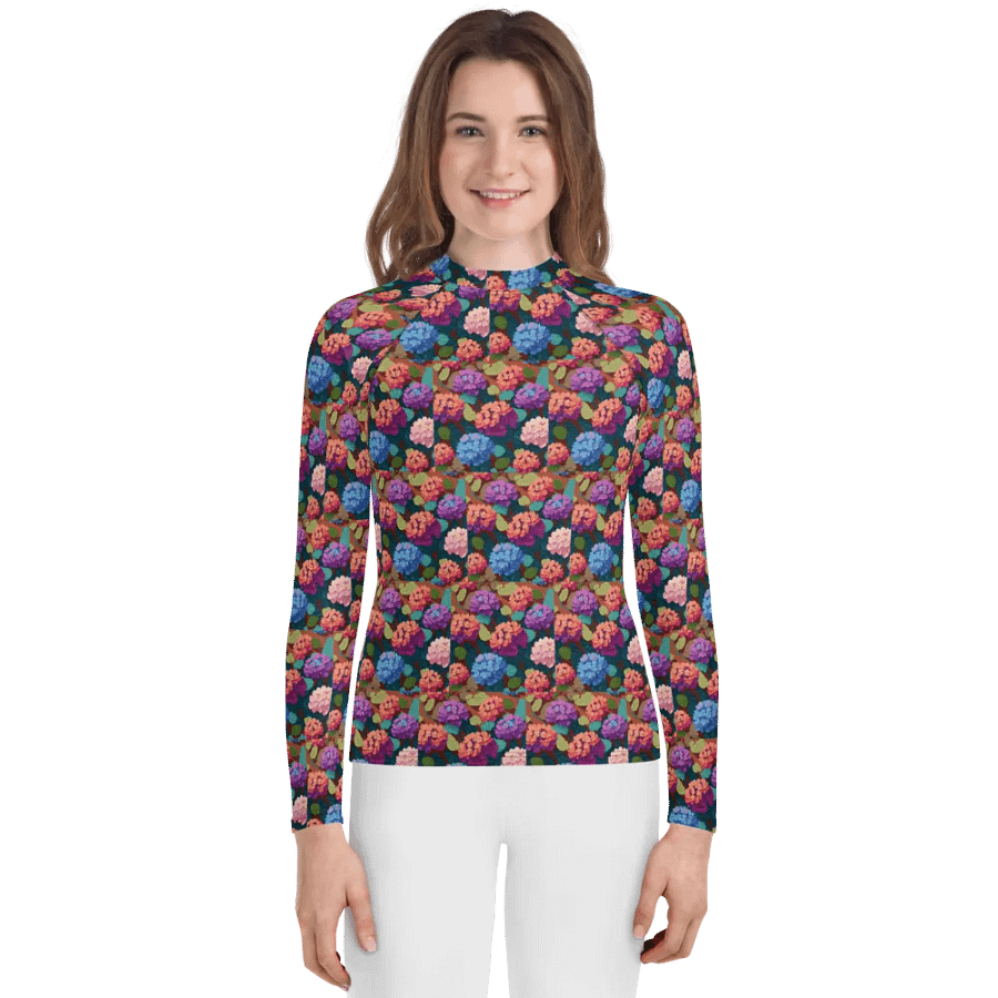 Escape the Ordinary in Vibrant Comfort: All-Over Print Rash Guard product image (5)