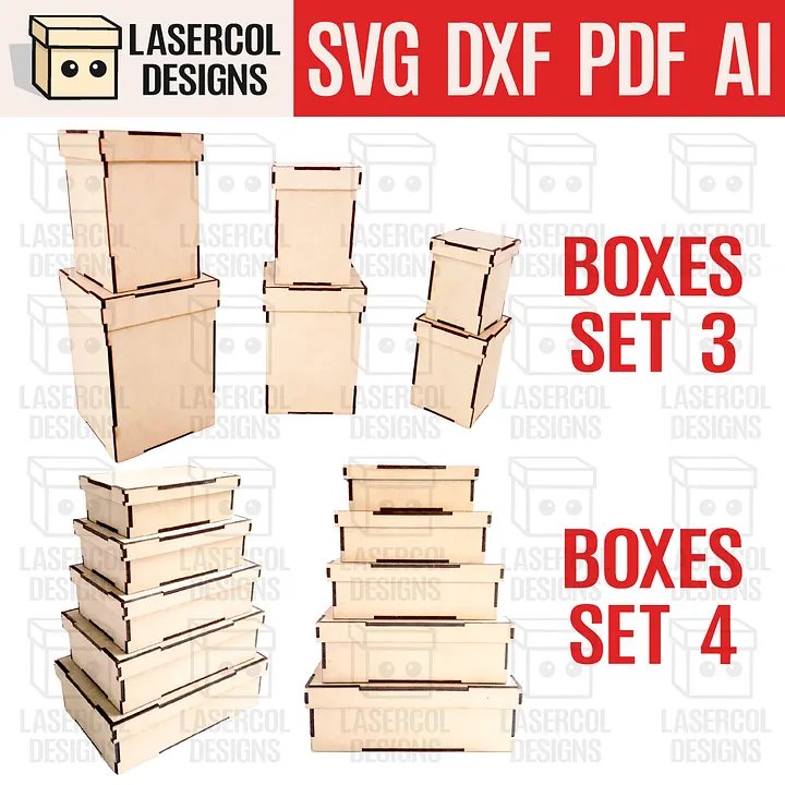 Boxes Bundle (Set 3, 4) - Laser Cut Files product image (1)