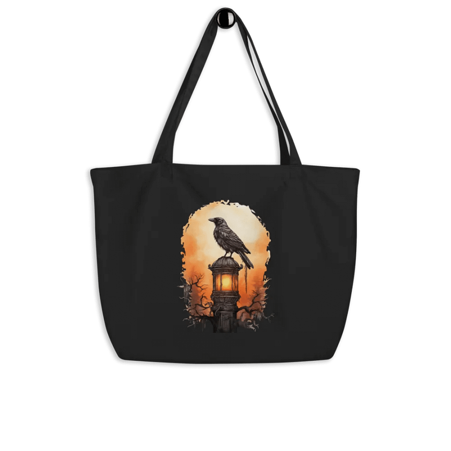 Crow's Nightlight: Eco-friendly organic cotton twill tote bag product image (4)