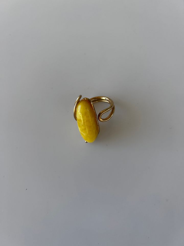 Baltic Egg Yolk Amber 925 Sterling Silver Swirl Design Adjustable Ring product image (1)