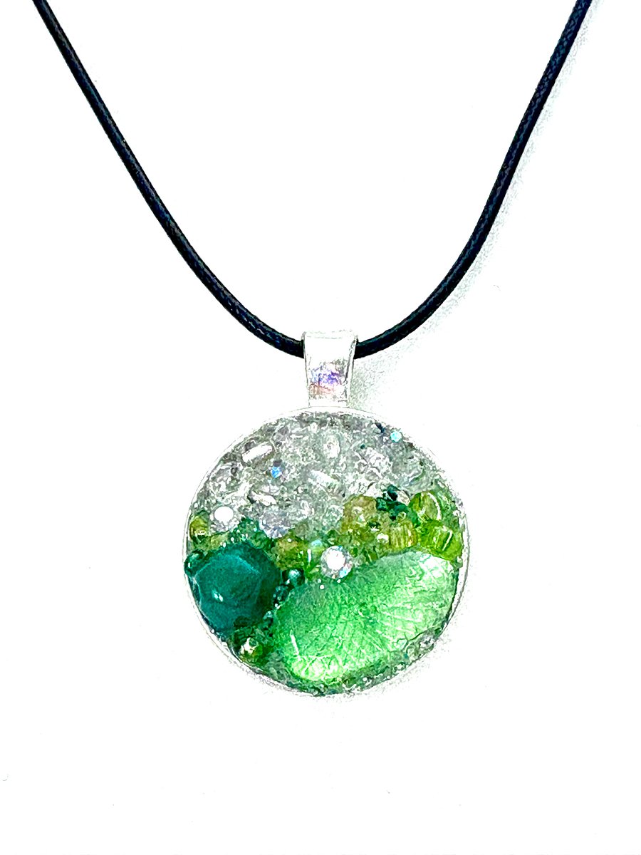 Horizon Sea Glass Pendant Necklace – Atlantic Ocean Green Handmade Bead & Sea Glass Art | Coastal Charm Jewelry by Monique Faella Designs™ | MFD-00218 product image (5)