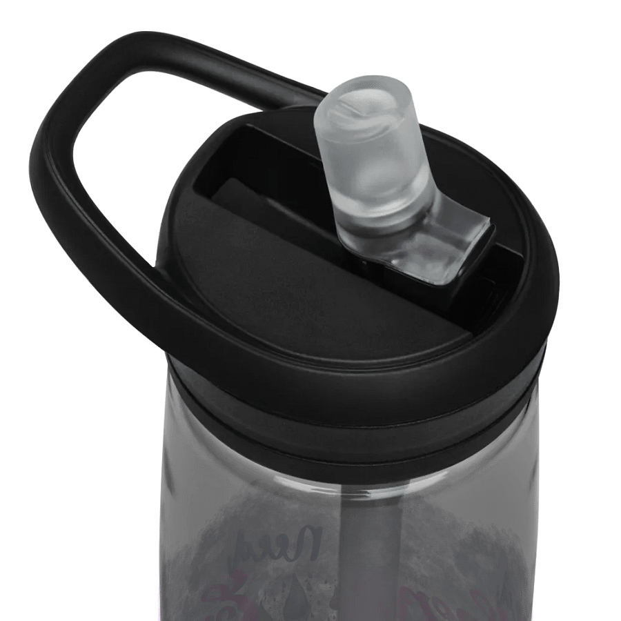 Camelback water bottle with beautiful swirly blue water  splash and drops design featuring ' Need  Energy Love Health