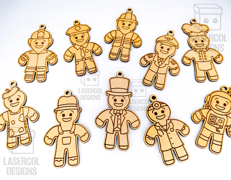 Gingerbread Cookies Christmas Ornaments Set 3 - Laser Cut Files product image (5)