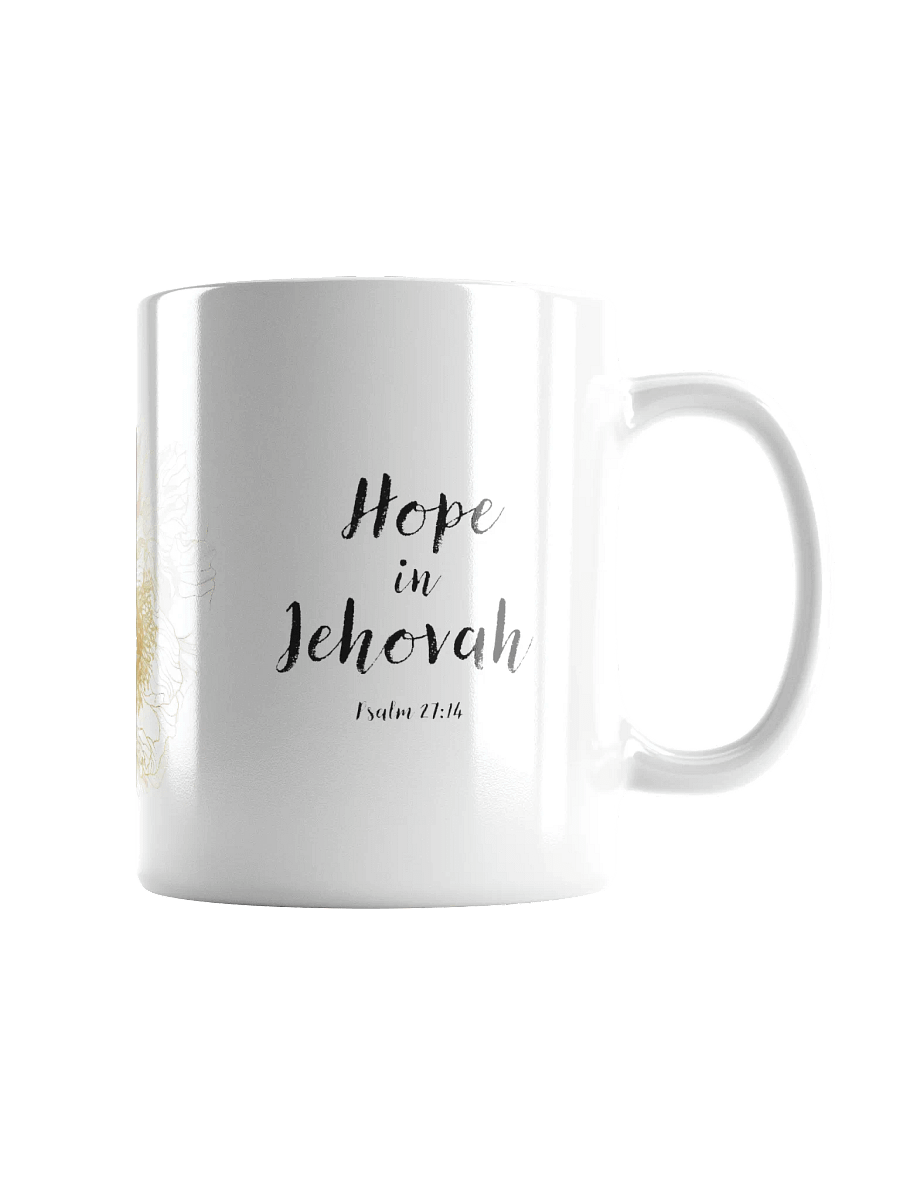 "Hope in Jehovah" | Psalm 27:14 | Lady Floral Collage White Glossy Mug product image (5)