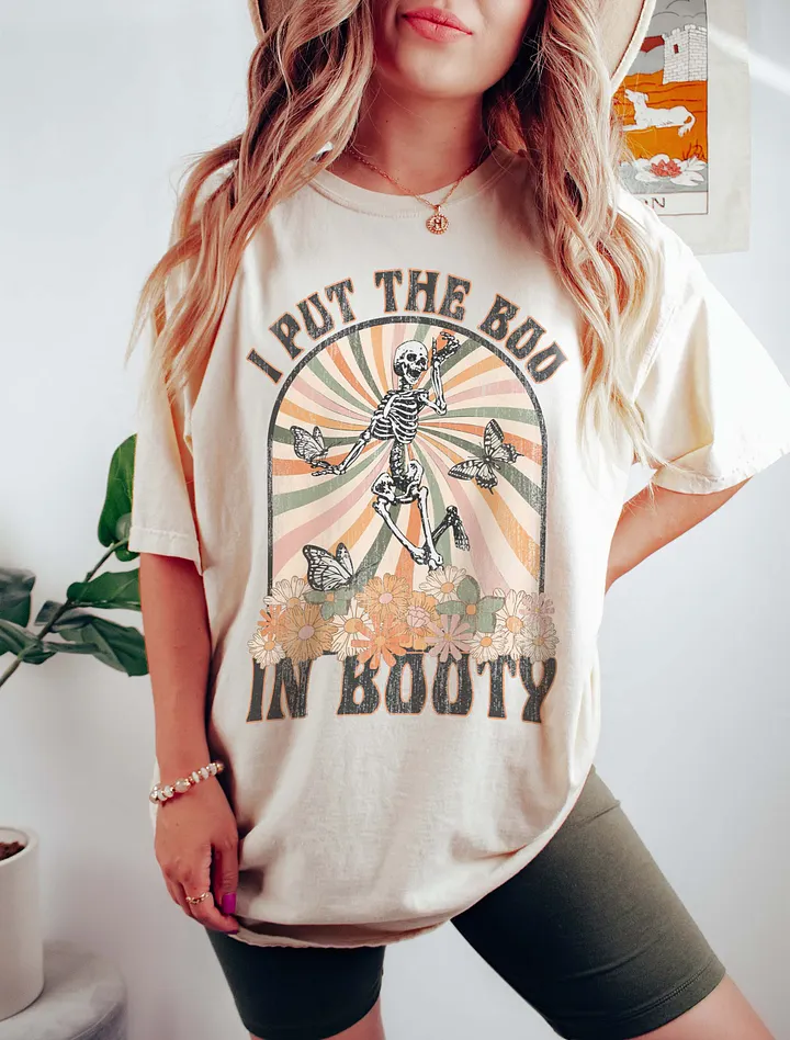 I Put the Boo in Booty T-Shirt | Funny Dancing Skeleton for Fall and Halloween product image (6)