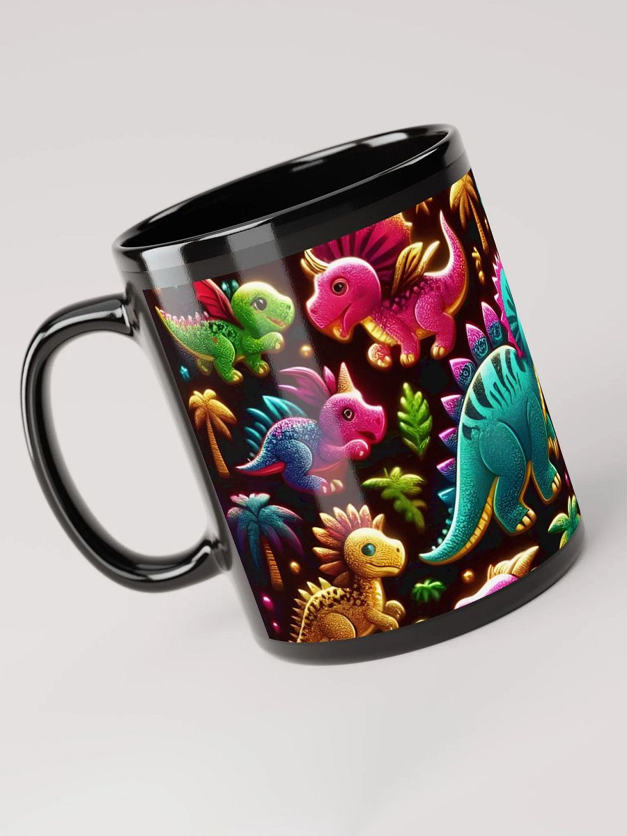 Neon Dino Paradise Black Glossy Mug product image (6)