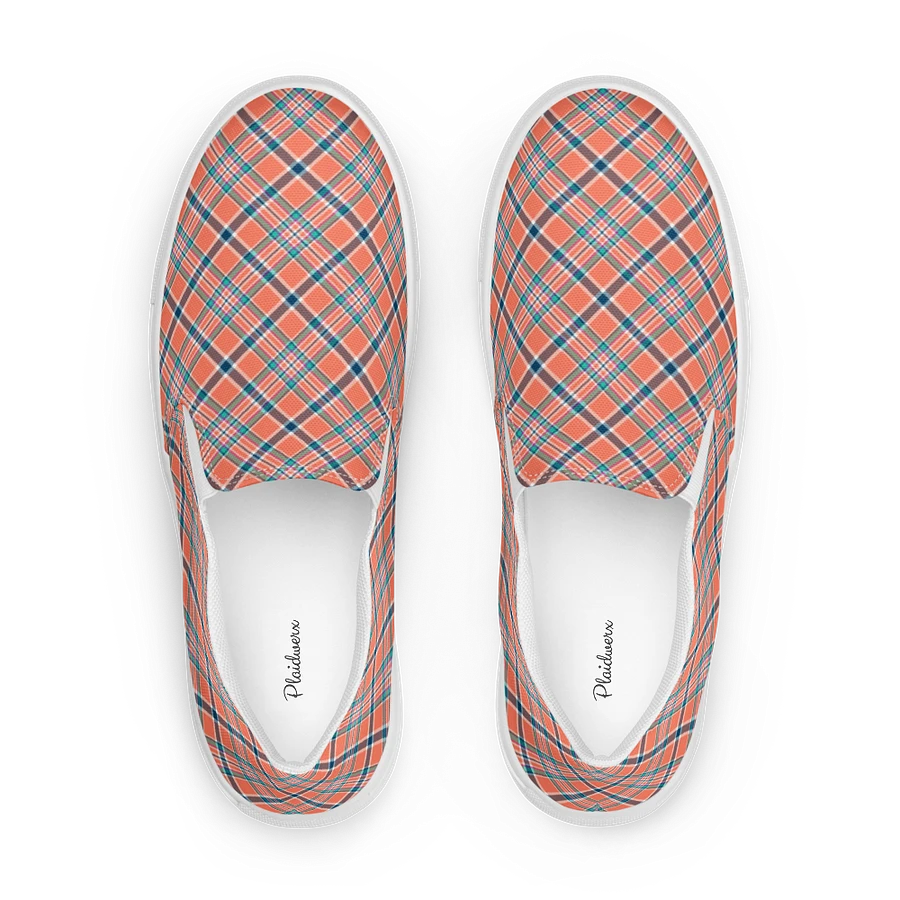 Orange Coral and Blue Plaid Women's Slip-On Shoes product image (1)
