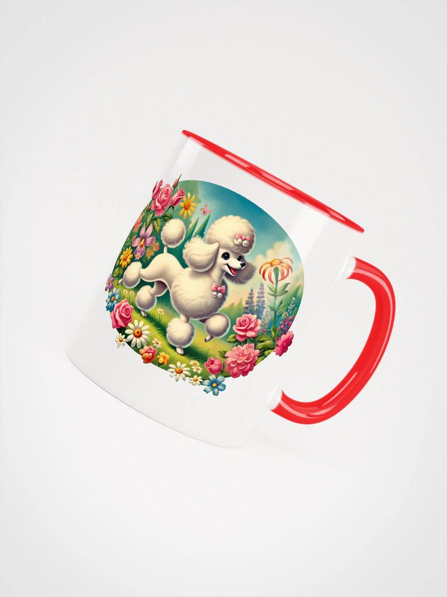 Happy Poodle in Flower Garden Colorful Ceramic Mug product image (59)