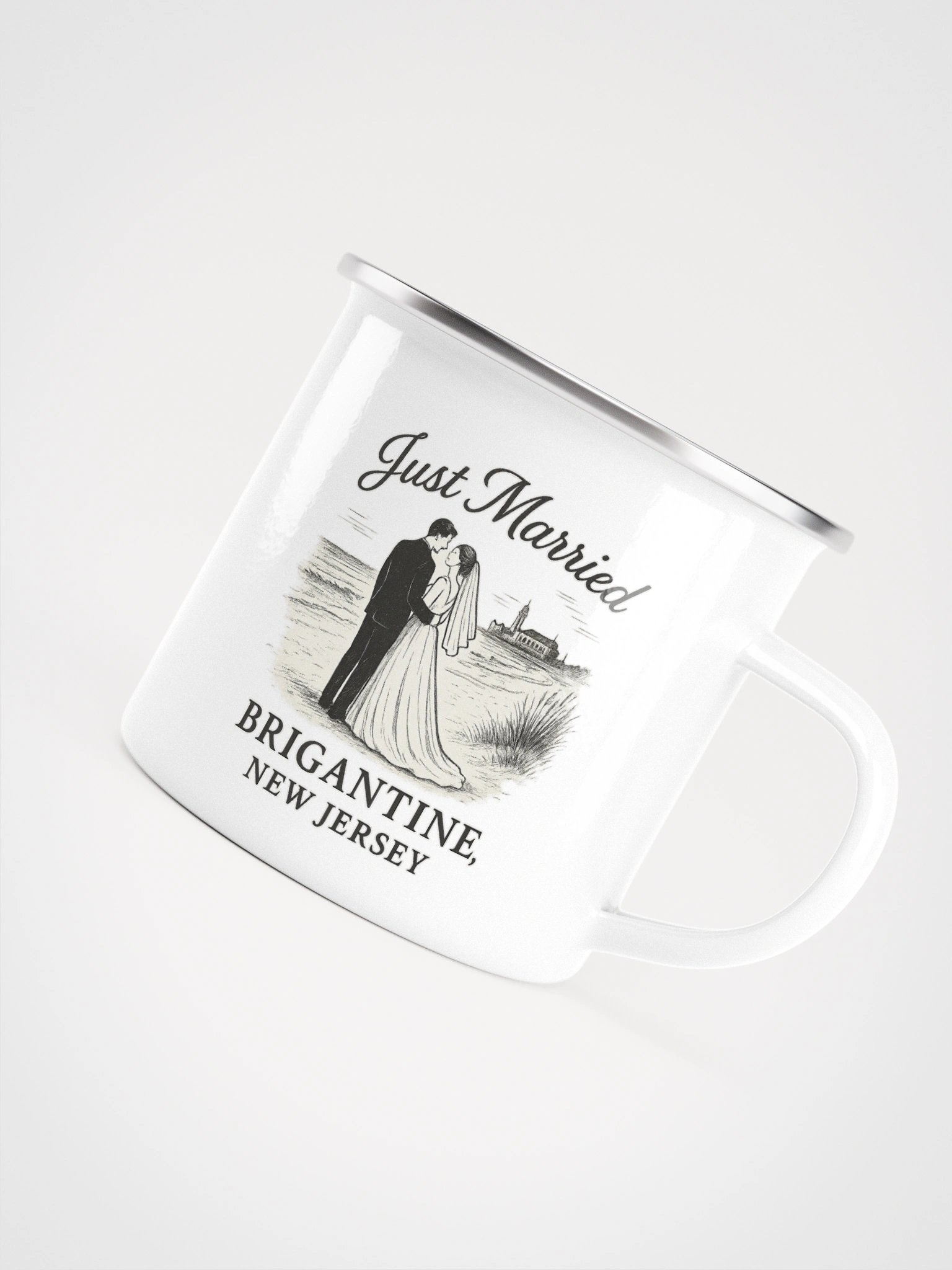 Brigantine NJ "Just Married" Enamel Wedding Mug product image (5)