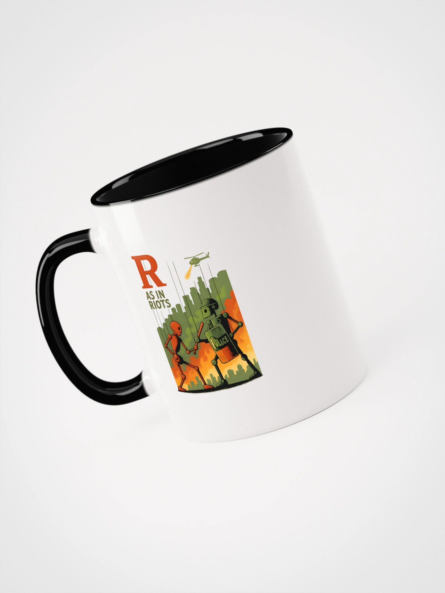 R as in riots ceramic mug with color inside by dark alphabet product image (1)