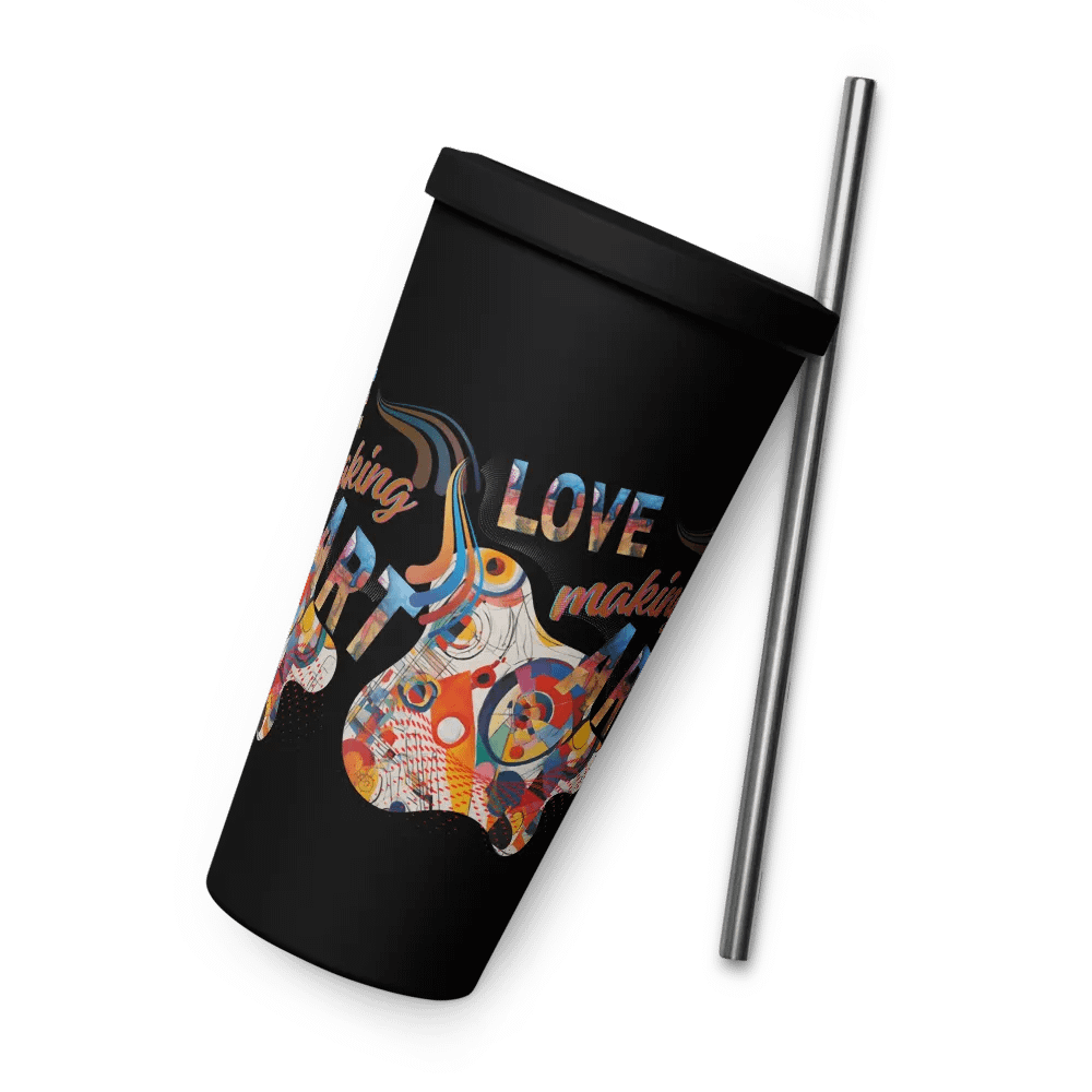 Insulated  tumbler Kadinsky inspired colorful design for the artist. 'Love making art'  Perfect gift for mom, dad, son, daughter colleague, friend who loves arty things product image (8)