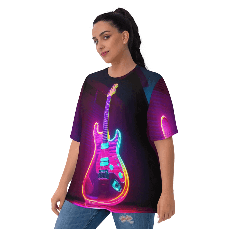 Neon Guitar All Over Print T-shirt product image (3)