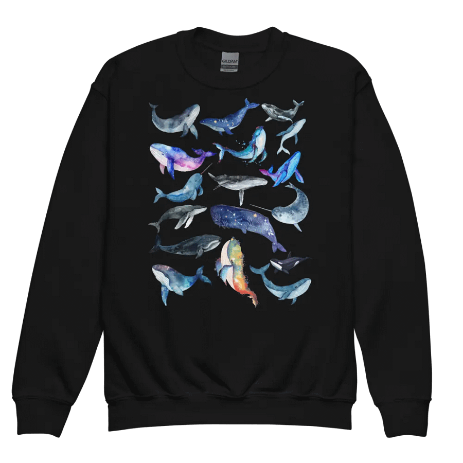 Whale Collage Youth Crewneck Sweatshirt product image (1)