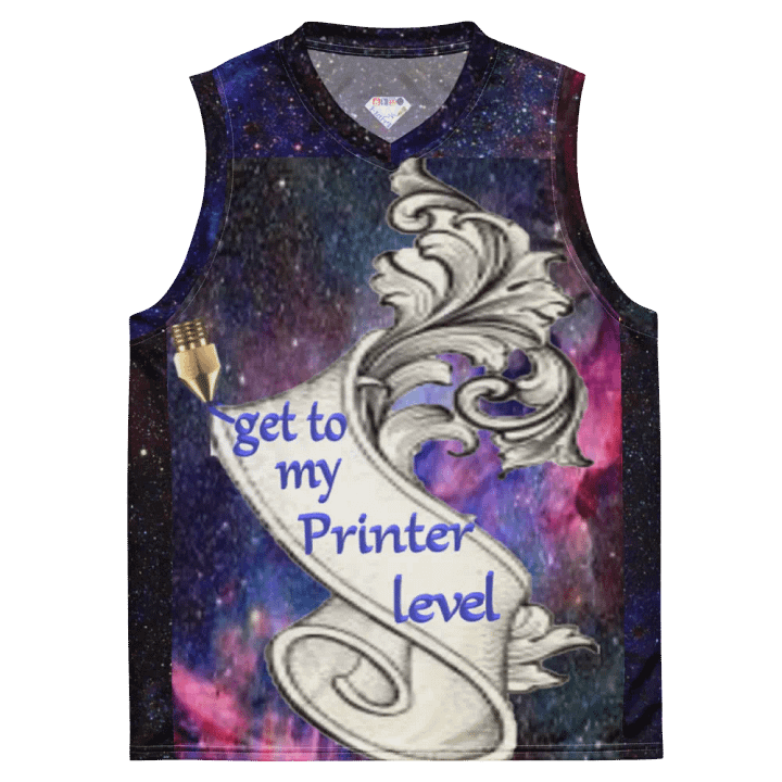 aus recyceltem Unisex-Basketballtrikot, get to my Printer level product image (2)