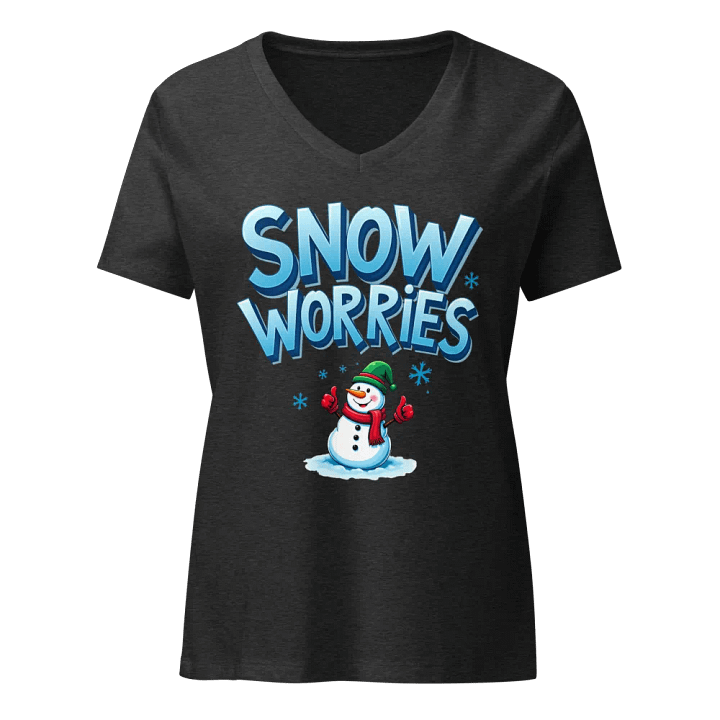 Snow Worries Cartoon Snowman V-Neck Tee product image (3)