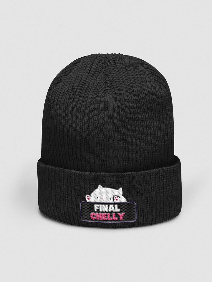 Click Clack Bongo Cat Organic Embroidered Ribbed Beanie product image (2)