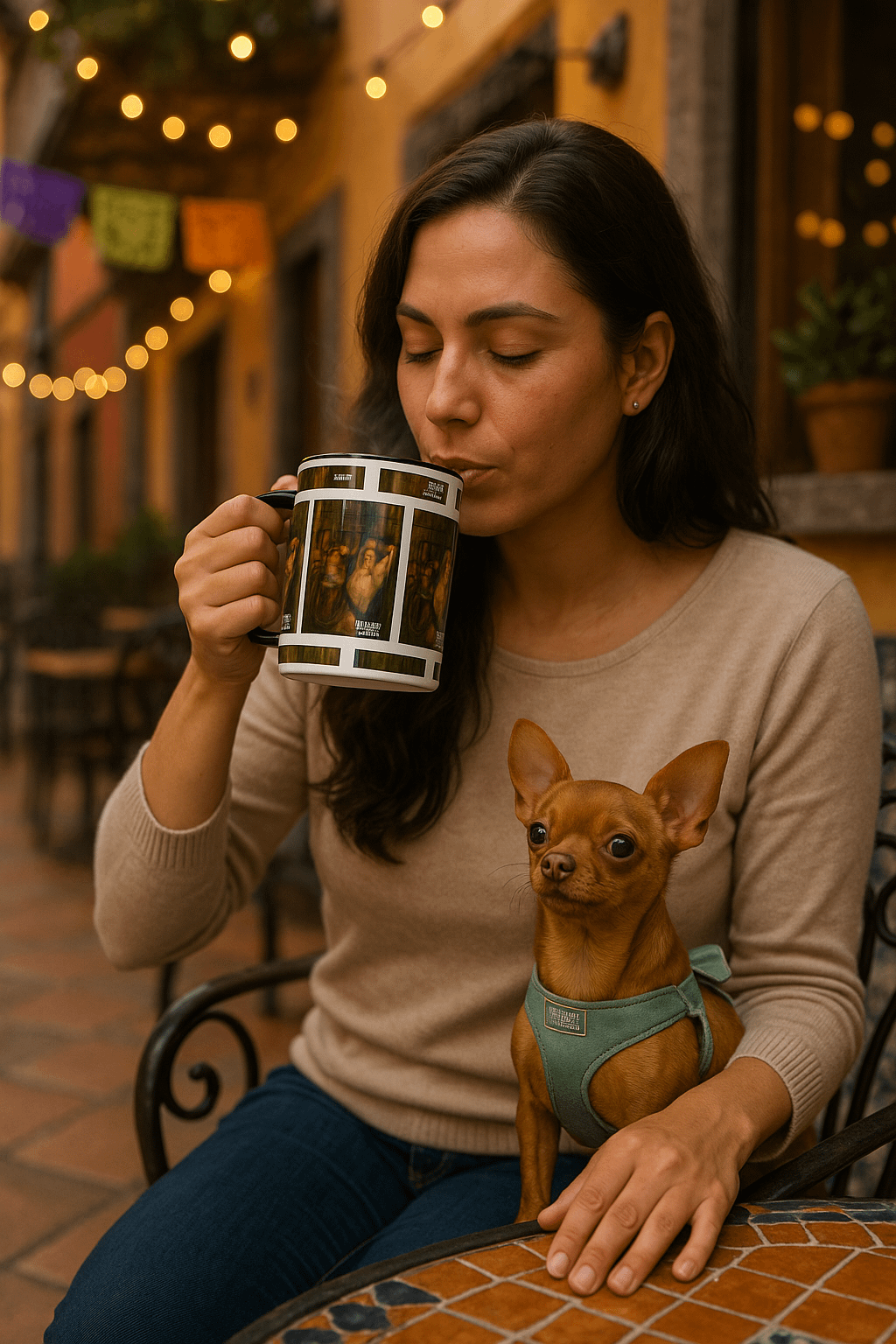 Chihuahua & the Muse — Two-Tone Ceramic Art Mug | Mel’s Angels product image (9)