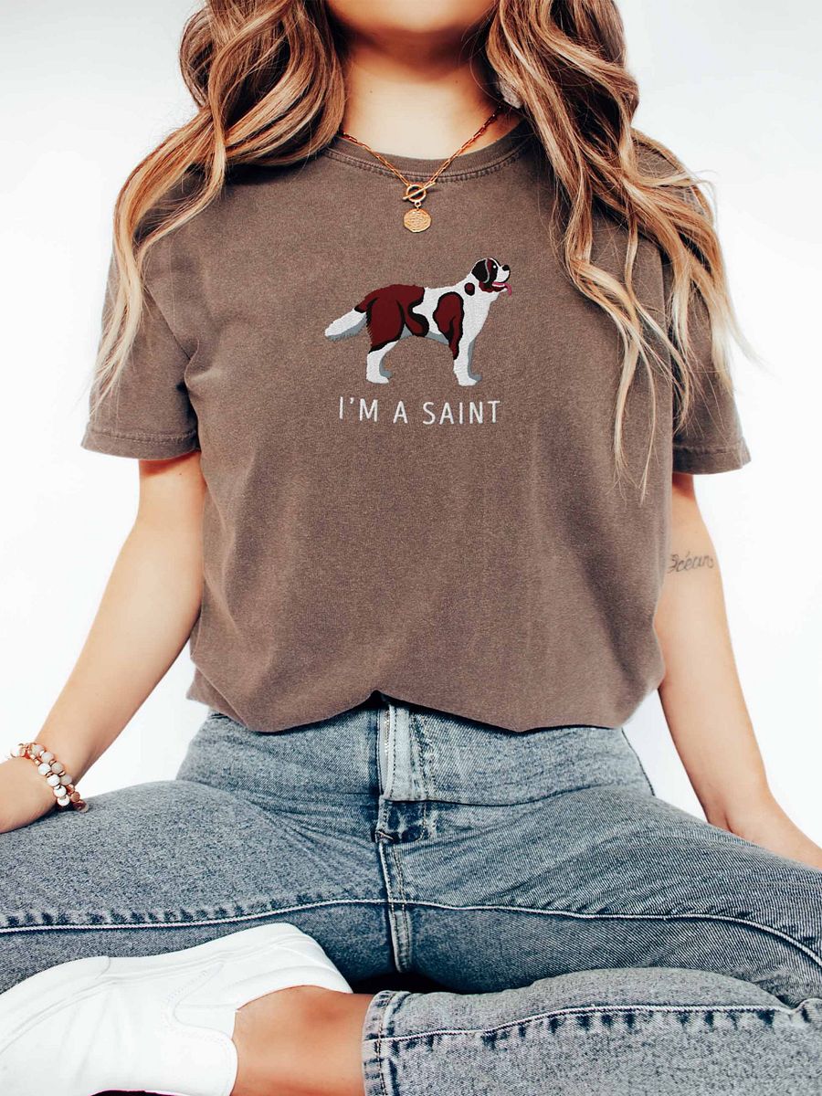 I'm a Saint T-Shirt(Embroidered) of a Saint Bernard(Mahogany) product image (2)