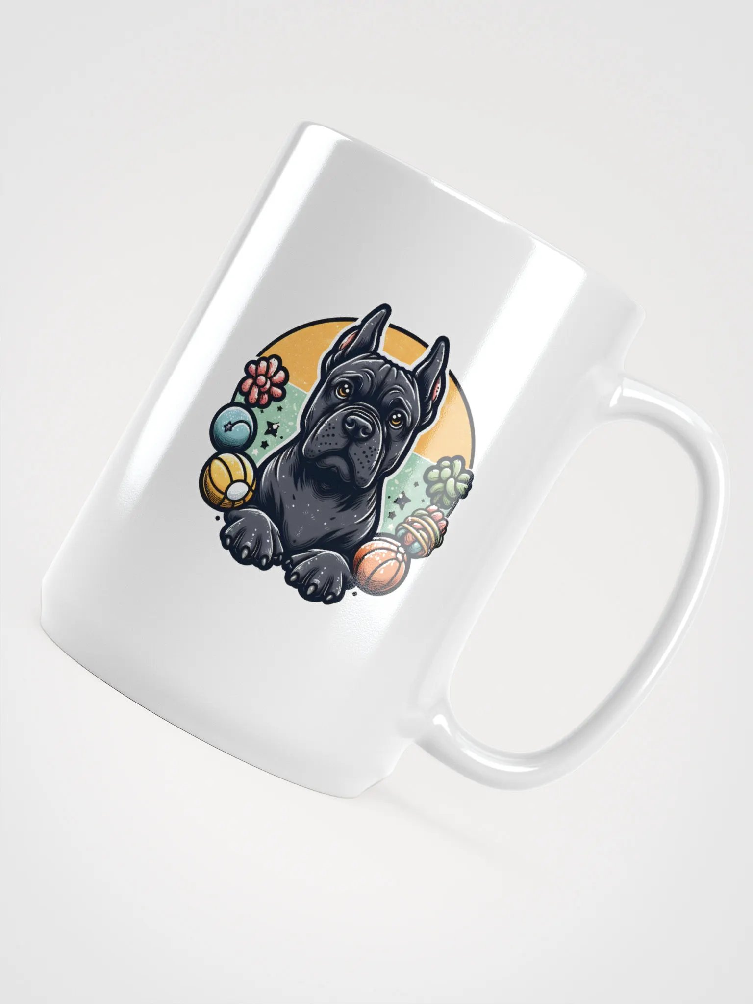 Black Cane Corso with Colorful Balls Mug – Fun Dog Lover Gift product image (4)