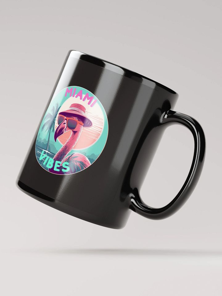 Miami Vibes Flamingo Black Glossy Mug product image (3)