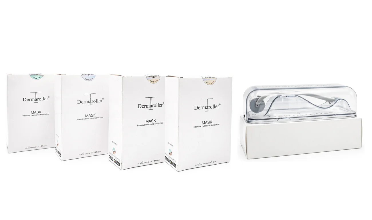 4盒Dermaroller玻尿酸補水保濕修護急救面膜送德國Dermaroller滾針 product image (1)